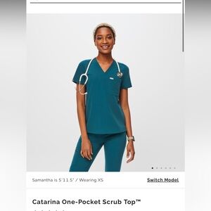 FIGS Catarina One Pocket Scrub Top- Caribbean Blue